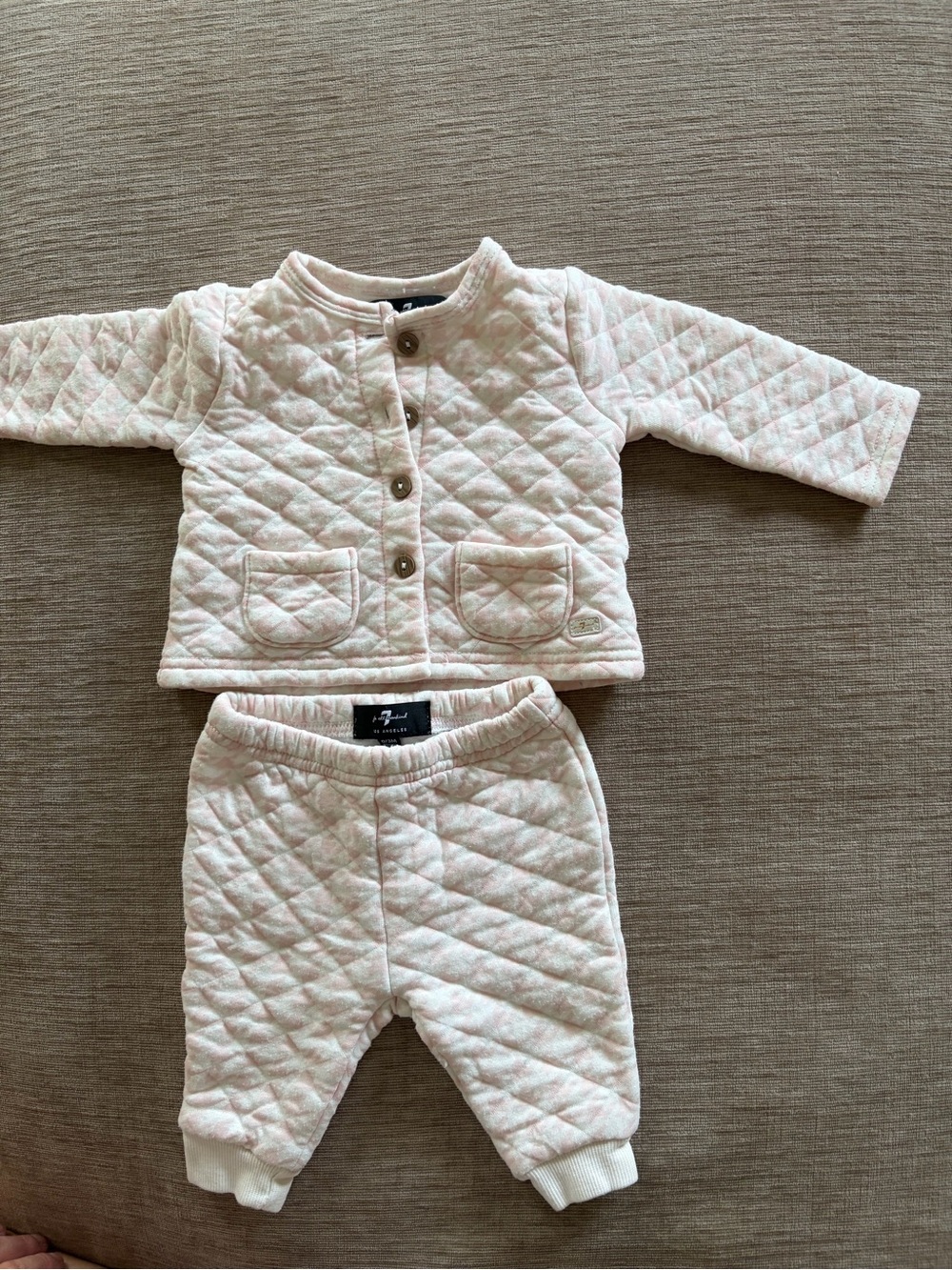 7 For All Mankind Kids Quilted Matching Set in Light Pink